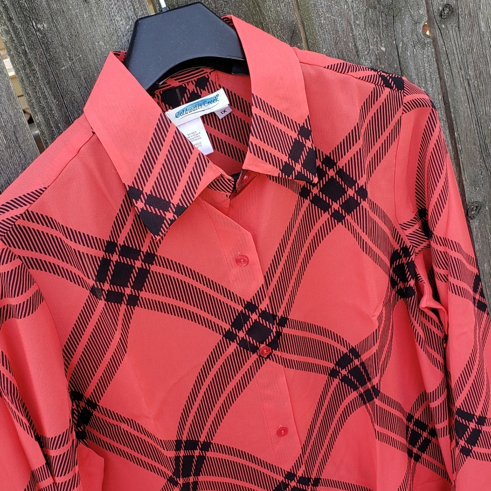 Coldwater Creek Coral Blouse Button Down Casual